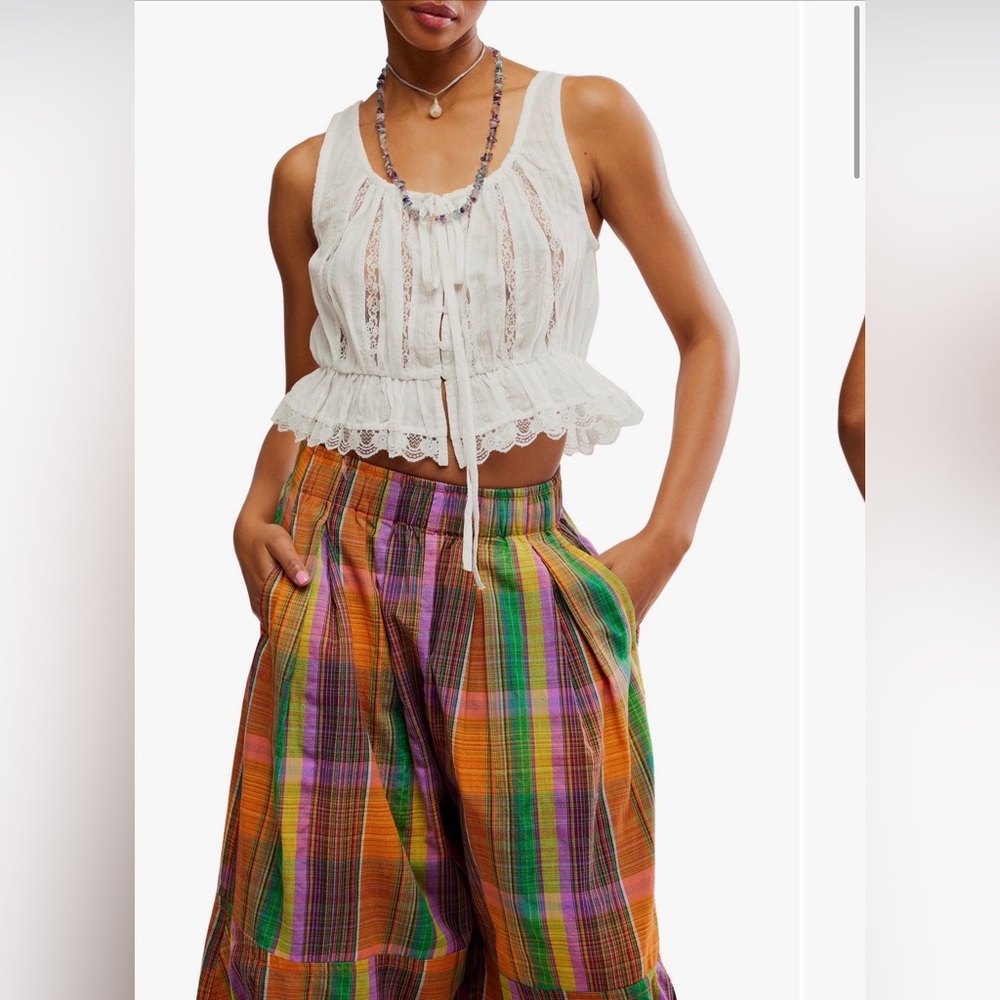 Free People Alana Lace Tank Top in Clean Ivory